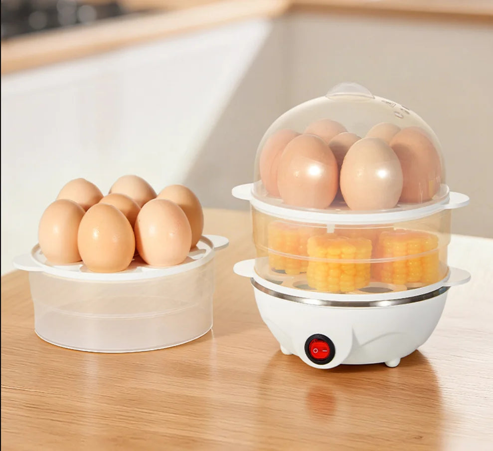 Double-Tier Electric Egg Cooker — 14-Egg Capacity Steamer & Poacher for Perfect Breakfast Every Time